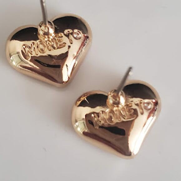 Monet Cherry Red Heart Earrings in Gold Tone Setting New With Tags - Picture 3 of 7